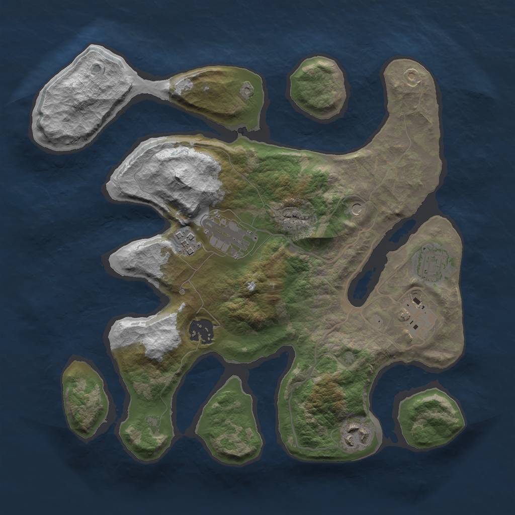Rust Map: Barren, Size: 3000, Seed: 710639, 9 Monuments