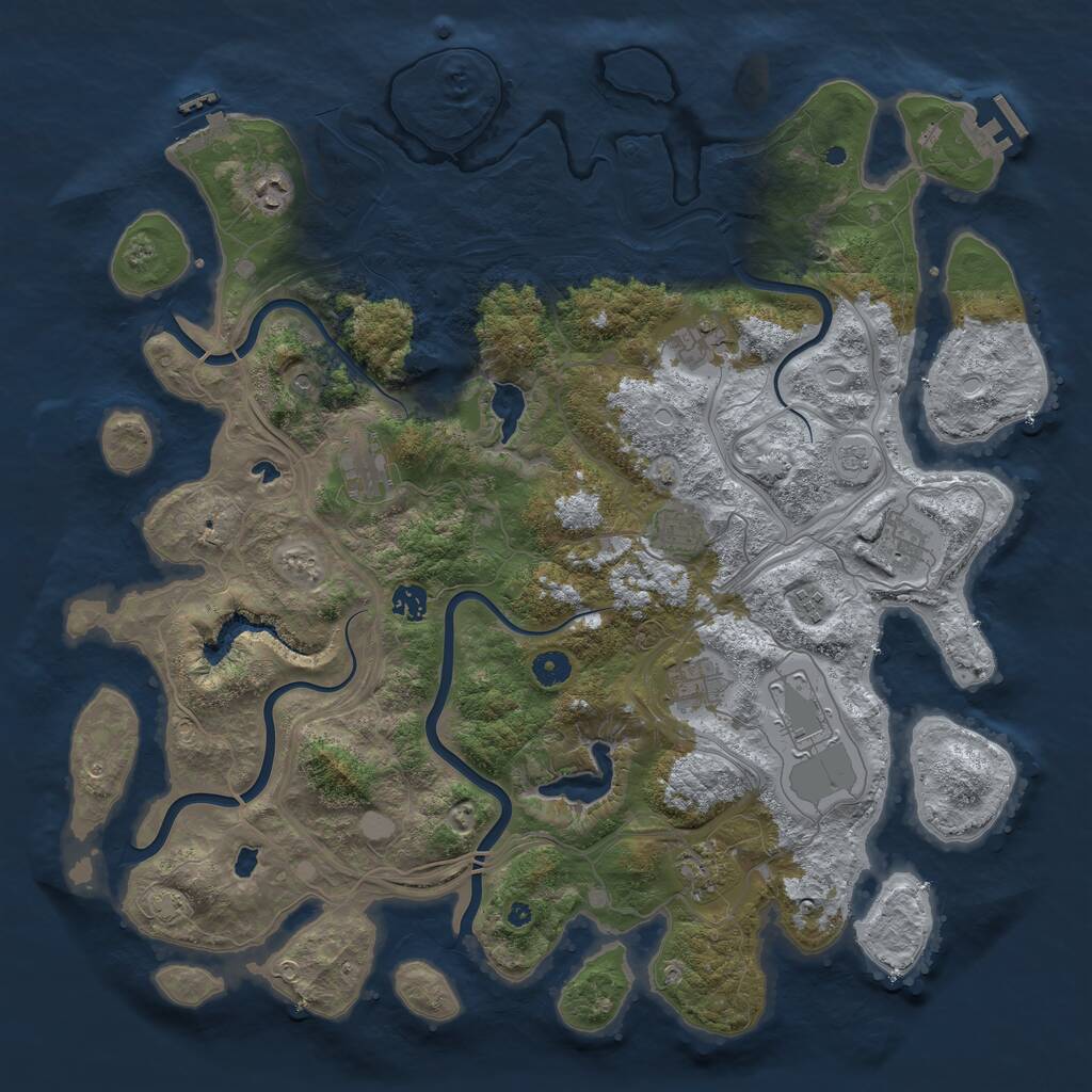 Rust Map: Procedural Map, Size: 4500, Seed: 2137577849, 16 Monuments