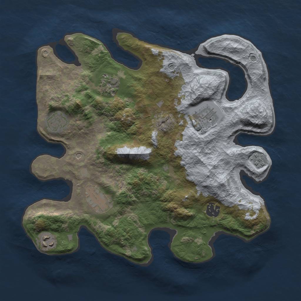 Rust Map: Barren, Size: 3200, Seed: 1331, 10 Monuments