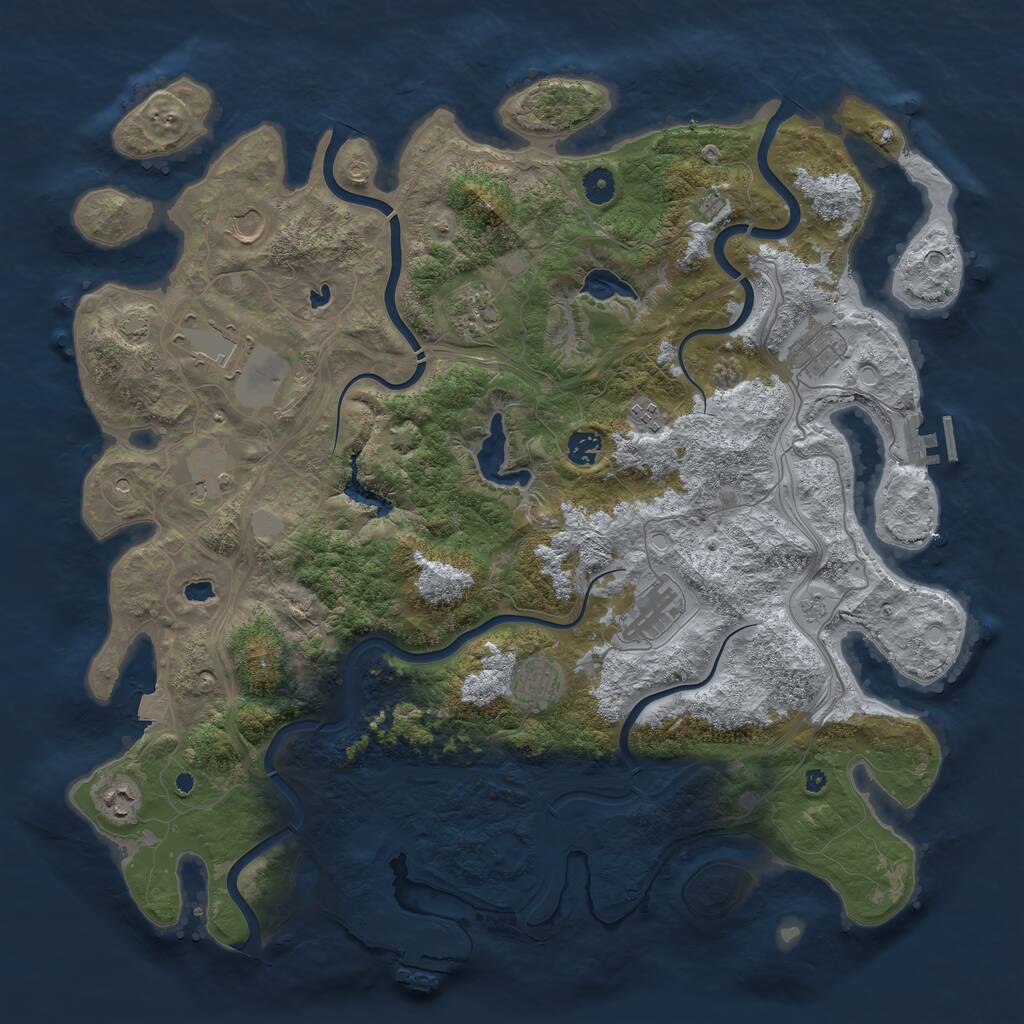 Rust Map: Procedural Map, Size: 4500, Seed: 660195703, 16 Monuments