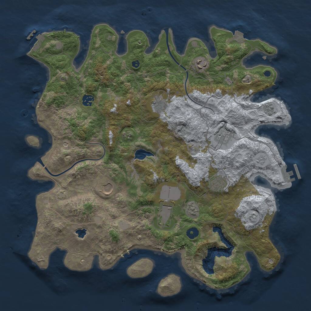 Rust Map: Procedural Map, Size: 4000, Seed: 64923, 14 Monuments