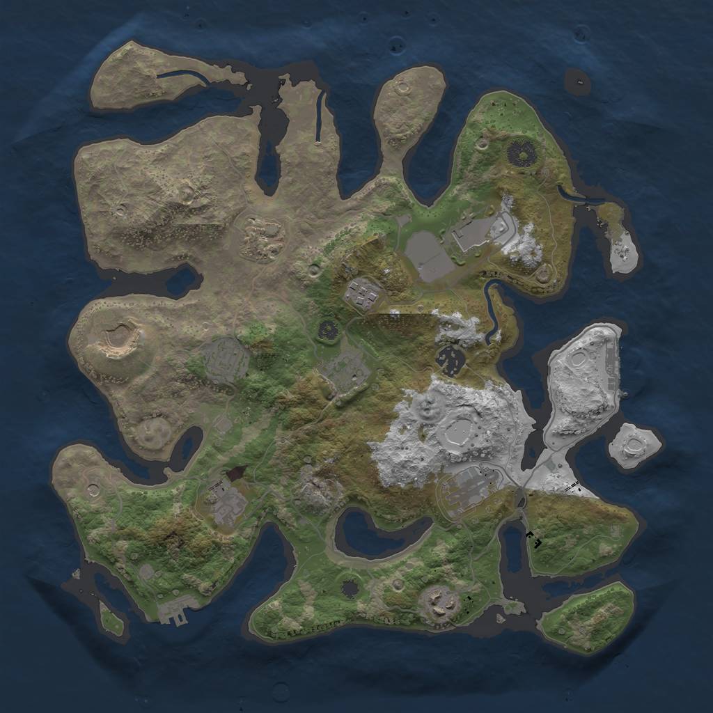 Rust Map: Procedural Map, Size: 3700, Seed: 4, 18 Monuments
