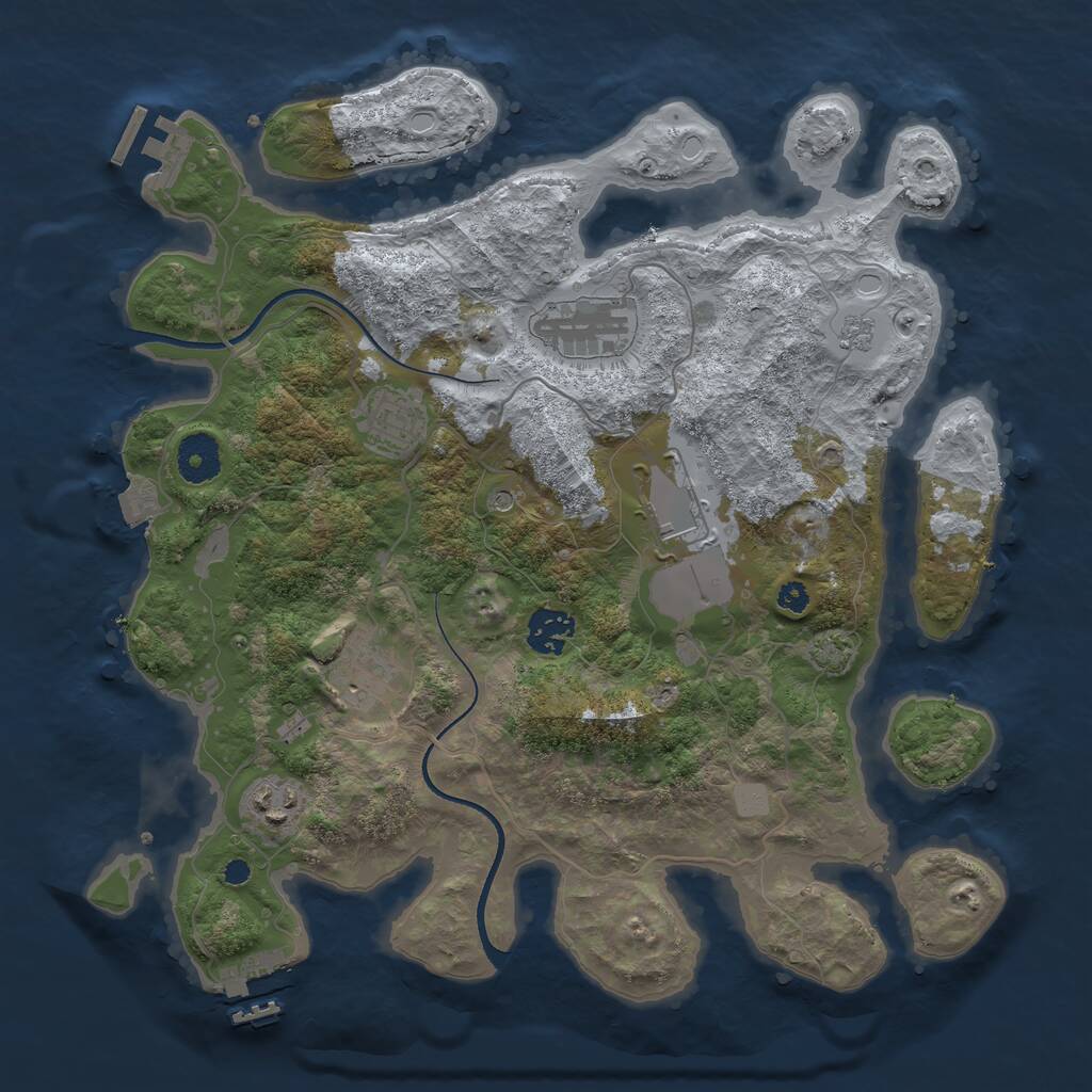 Rust Map: Procedural Map, Size: 3500, Seed: 216, 12 Monuments