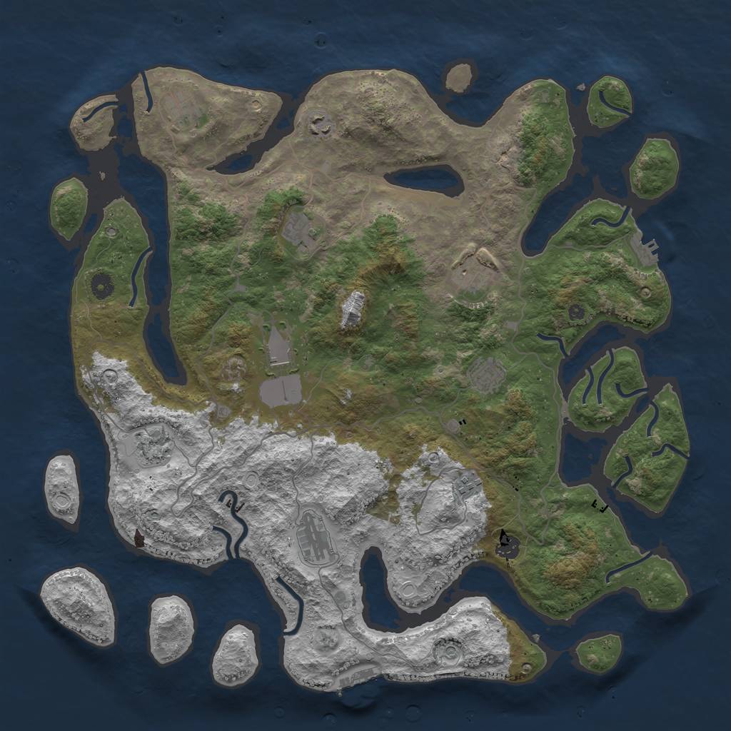 Rust Map: Procedural Map, Size: 4500, Seed: 1021348220, 18 Monuments