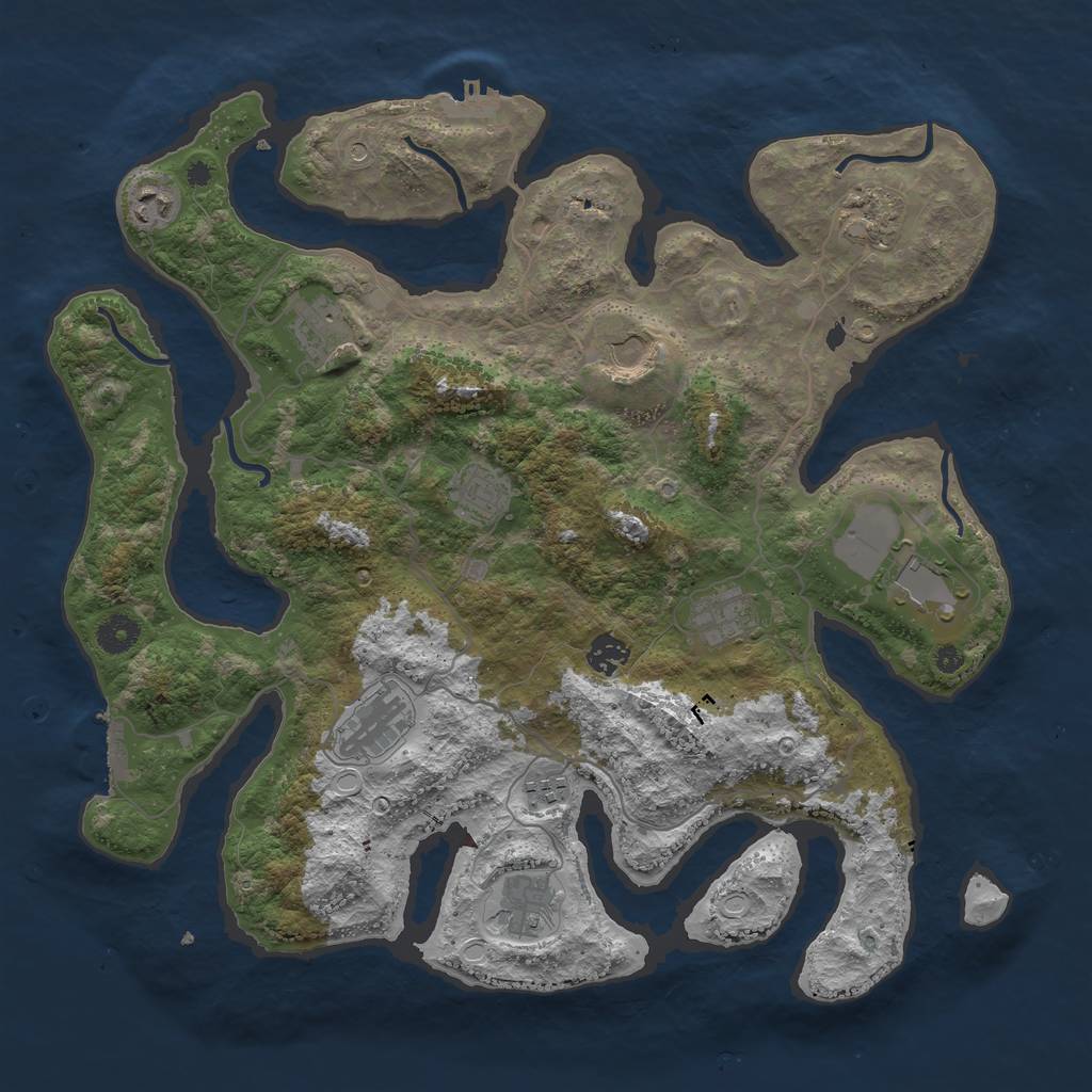 Rust Map: Procedural Map, Size: 4050, Seed: 157763360, 19 Monuments