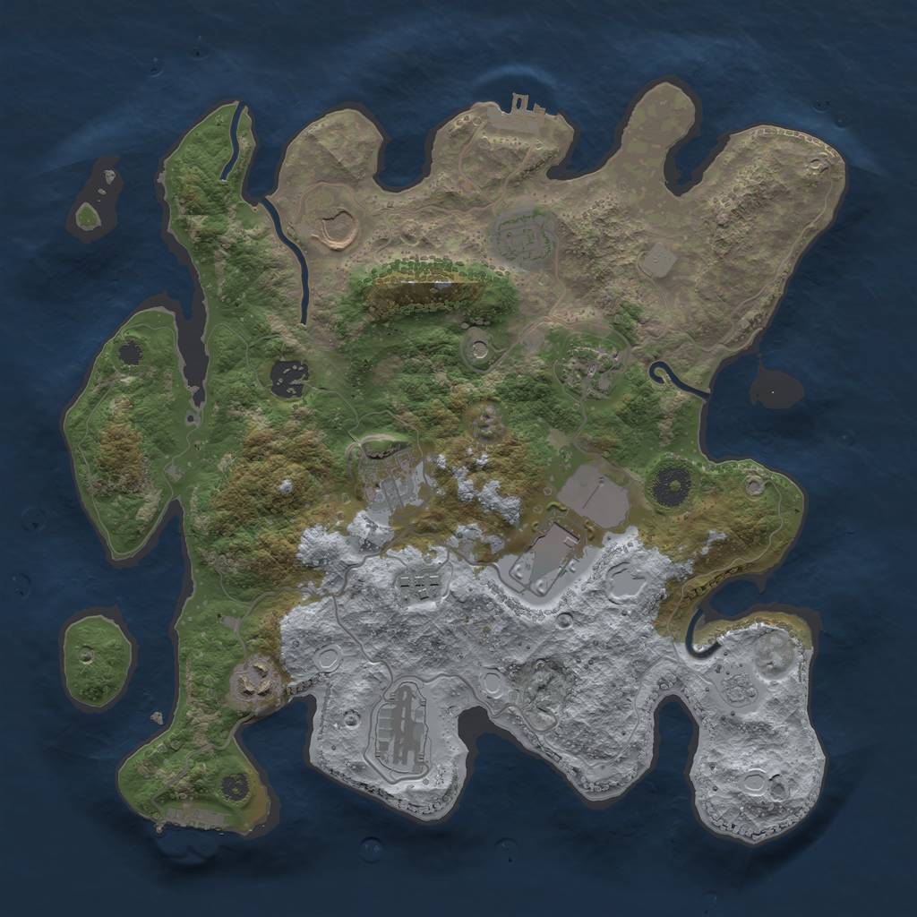 Rust Map: Procedural Map, Size: 3500, Seed: 533436706, 16 Monuments