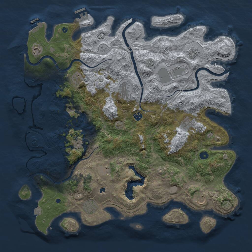 Rust Map: Procedural Map, Size: 4500, Seed: 347950467, 17 Monuments