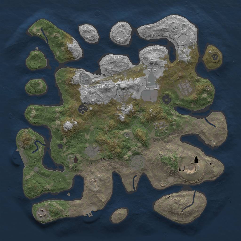 Rust Map: Procedural Map, Size: 3850, Seed: 460858000, 18 Monuments