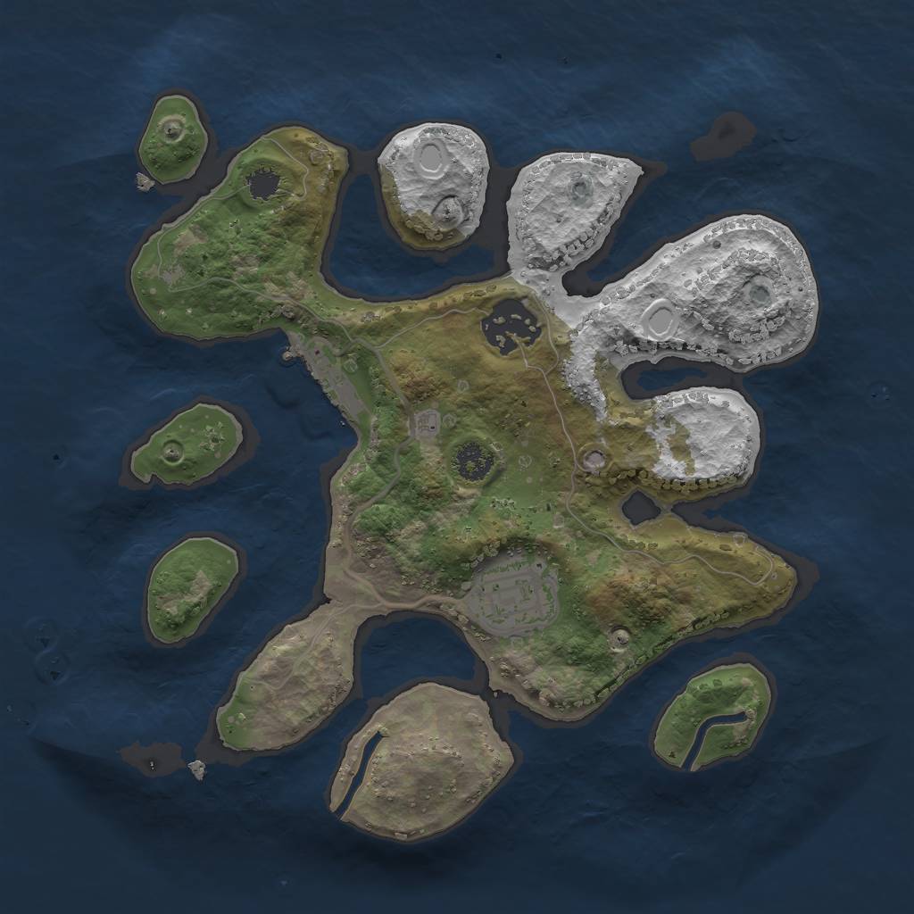 Rust Map: Procedural Map, Size: 2500, Seed: 3254345, 8 Monuments