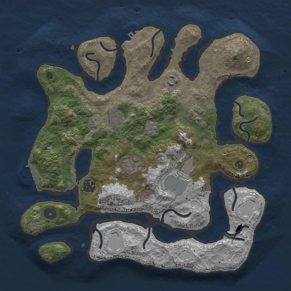 Rust Map: Procedural Map, Size: 3500, Seed: 40029521, 15 Monuments