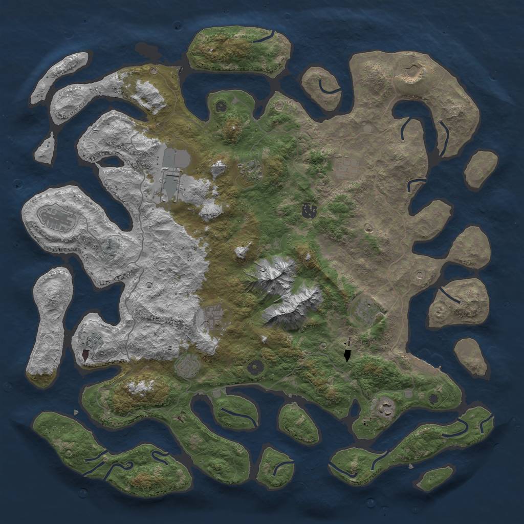 Rust Map: Procedural Map, Size: 5000, Seed: 1055643830, 18 Monuments