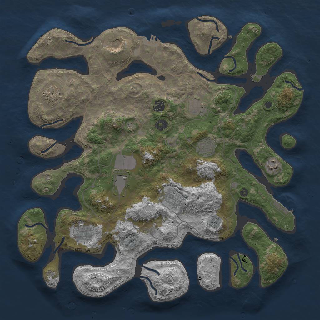 Rust Map: Procedural Map, Size: 4000, Seed: 7484, 18 Monuments