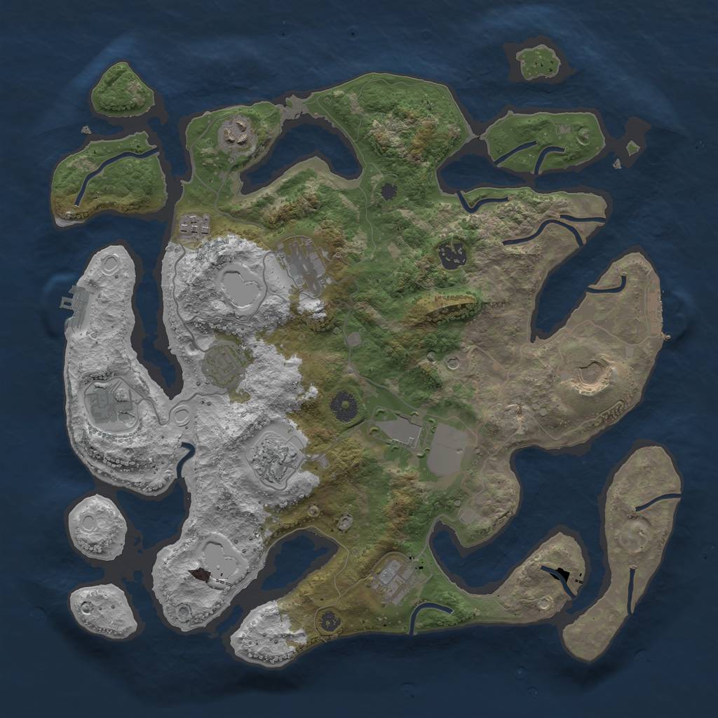Rust Map: Procedural Map, Size: 3800, Seed: 671130673, 18 Monuments