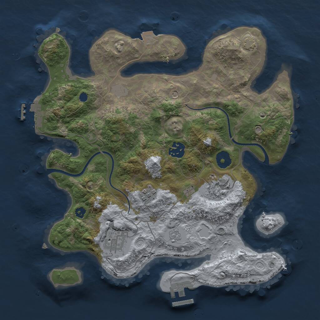 Rust Map: Procedural Map, Size: 3000, Seed: 364738831, 10 Monuments