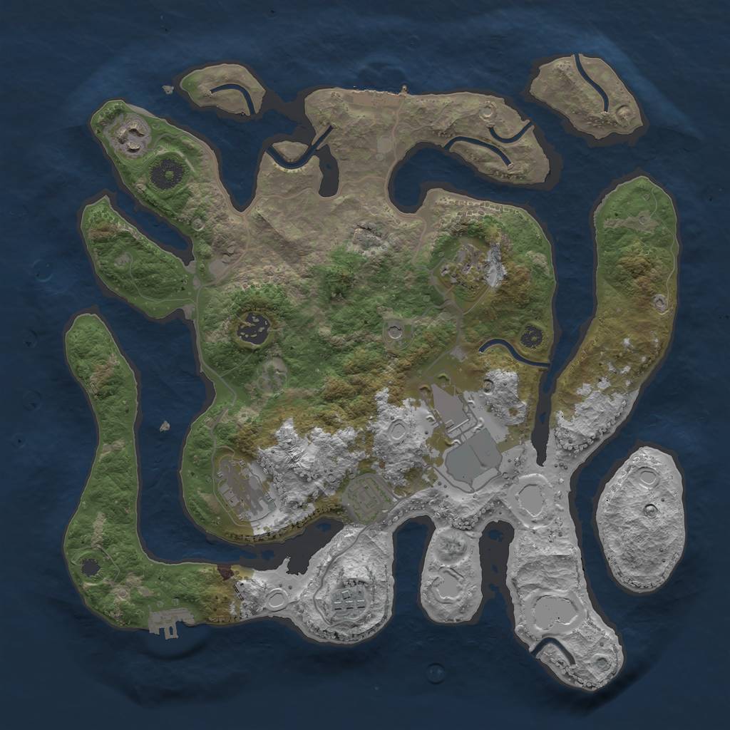 Rust Map: Procedural Map, Size: 3500, Seed: 453335, 15 Monuments