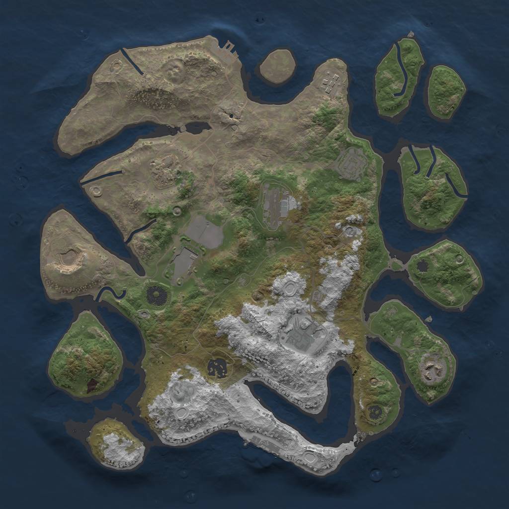 Rust Map: Procedural Map, Size: 3700, Seed: 804060335, 17 Monuments