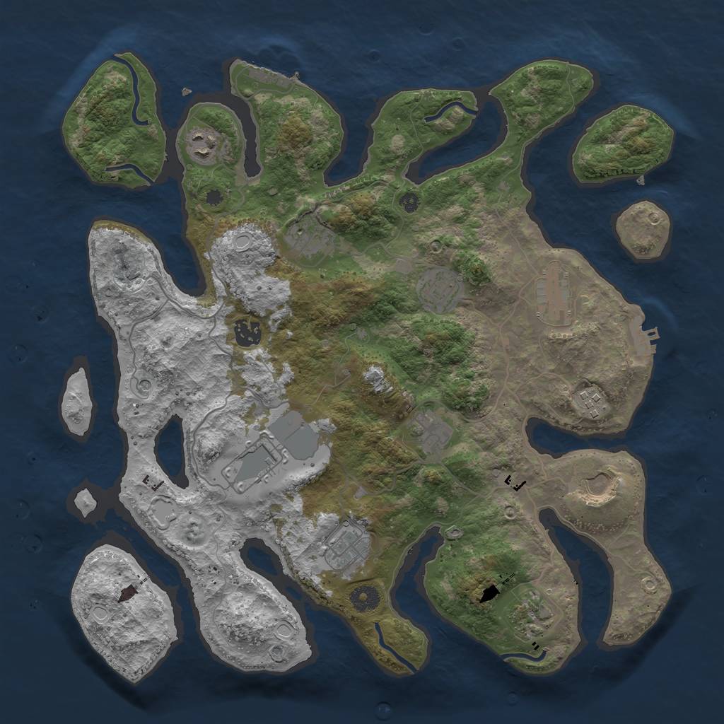 Rust Map: Procedural Map, Size: 3850, Seed: 475302894, 19 Monuments