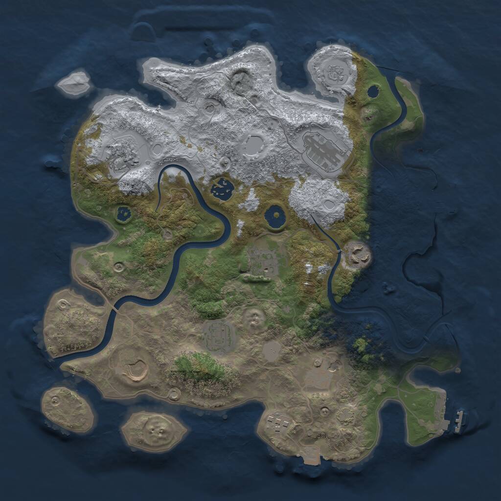 Rust Map: Procedural Map, Size: 3500, Seed: 32651, 15 Monuments