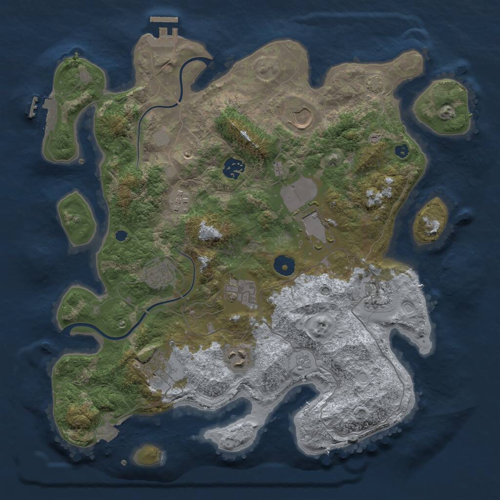Rust Map: Procedural Map, Size: 3600, Seed: 543930, 14 Monuments