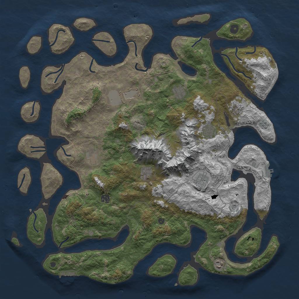 Rust Map: Procedural Map, Size: 5000, Seed: 512, 18 Monuments