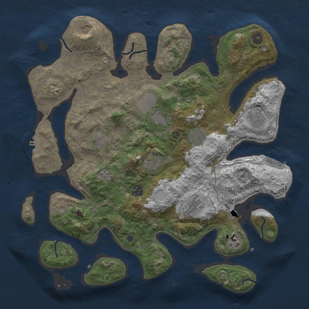 Rust Map: Procedural Map, Size: 4050, Seed: 928884422, 19 Monuments