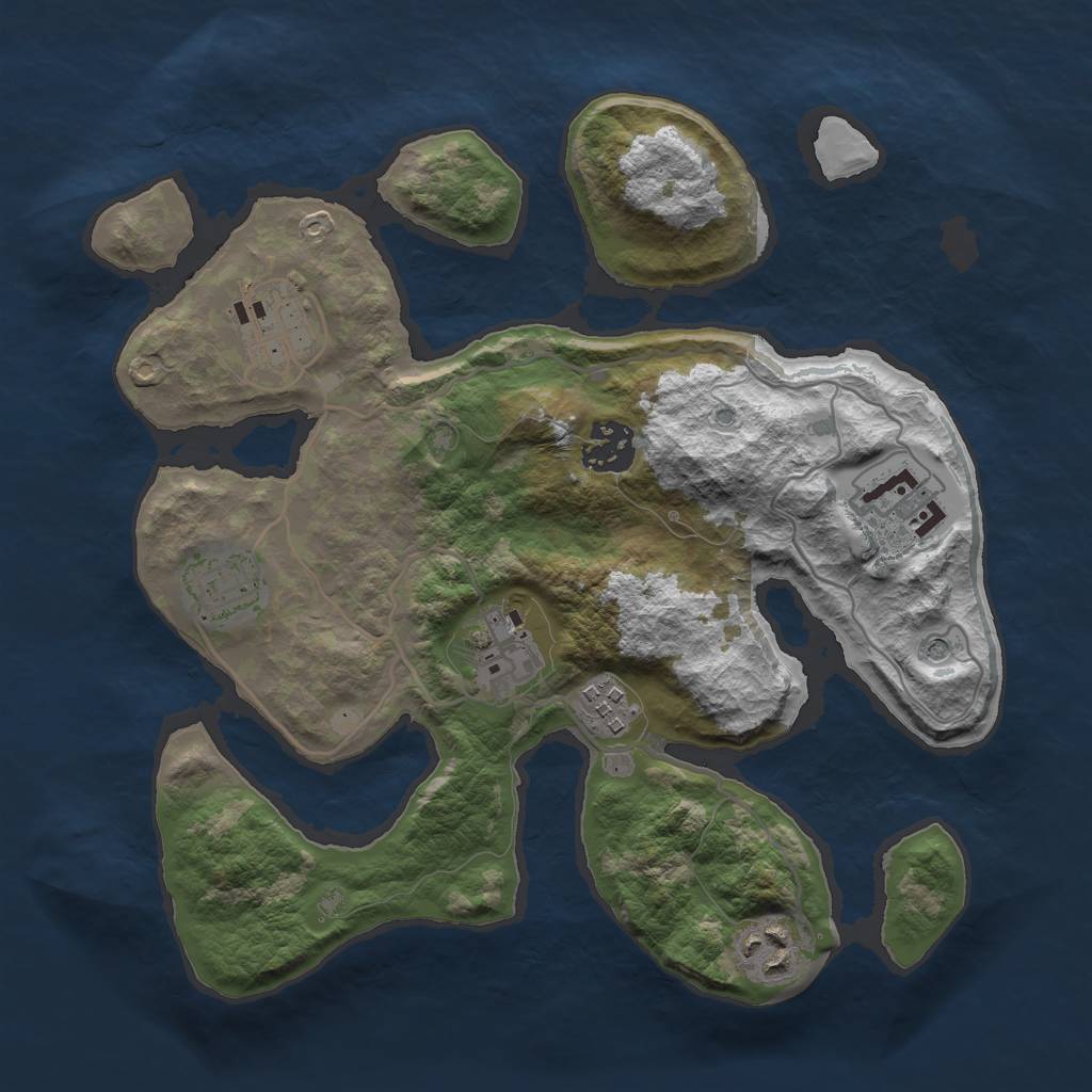 Rust Map: Barren, Size: 3000, Seed: 249496, 10 Monuments