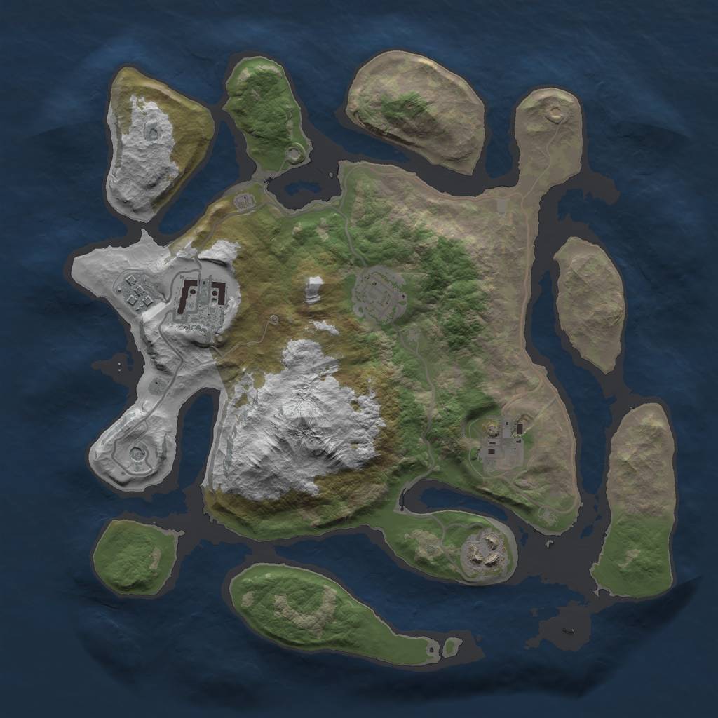 Rust Map: Barren, Size: 3000, Seed: 282067, 8 Monuments