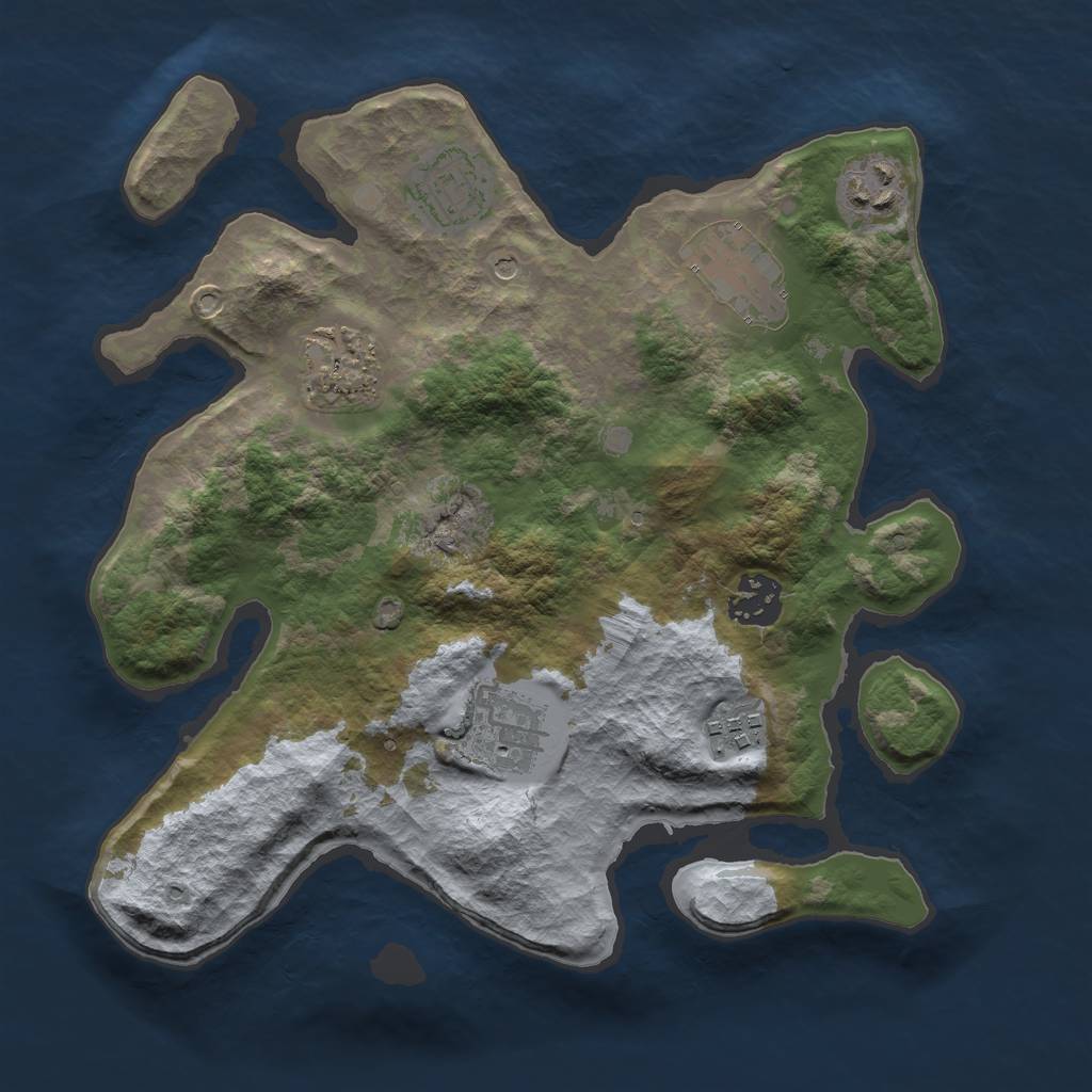 Rust Map: Barren, Size: 3000, Seed: 410146, 10 Monuments
