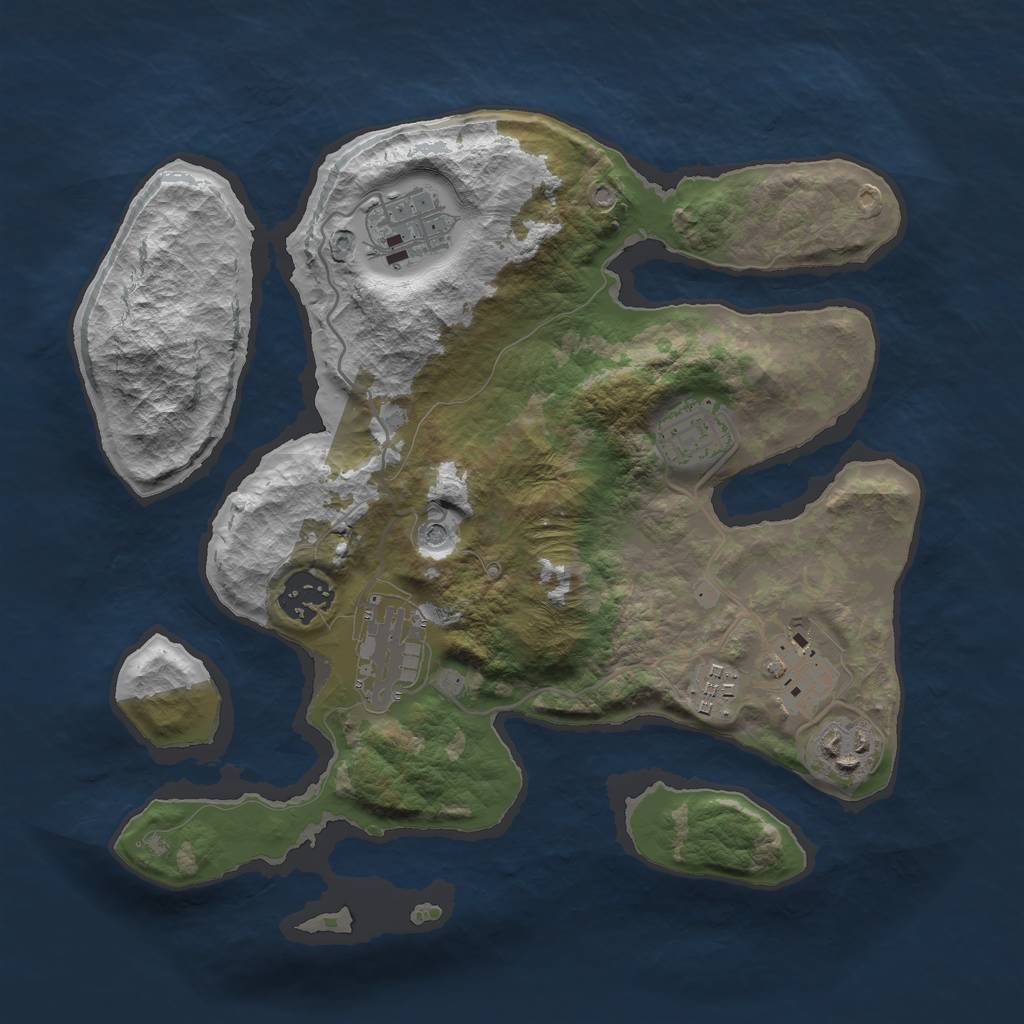 Rust Map: Barren, Size: 3000, Seed: 113365, 10 Monuments