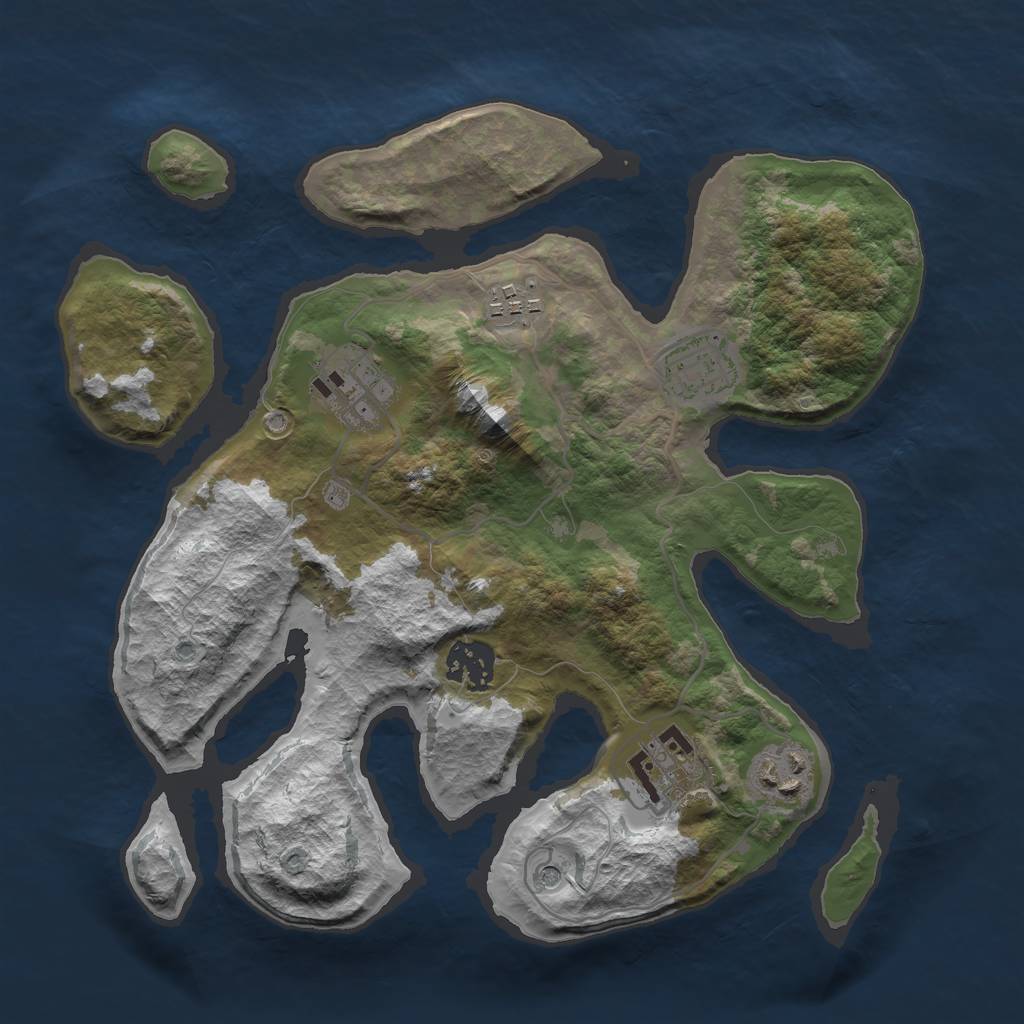 Rust Map: Barren, Size: 3000, Seed: 579384, 9 Monuments