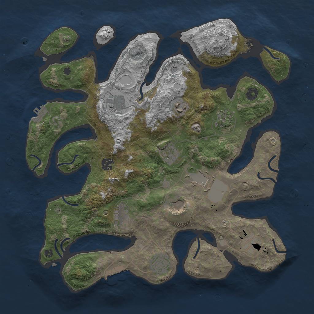 Rust Map: Procedural Map, Size: 3750, Seed: 421678071, 18 Monuments