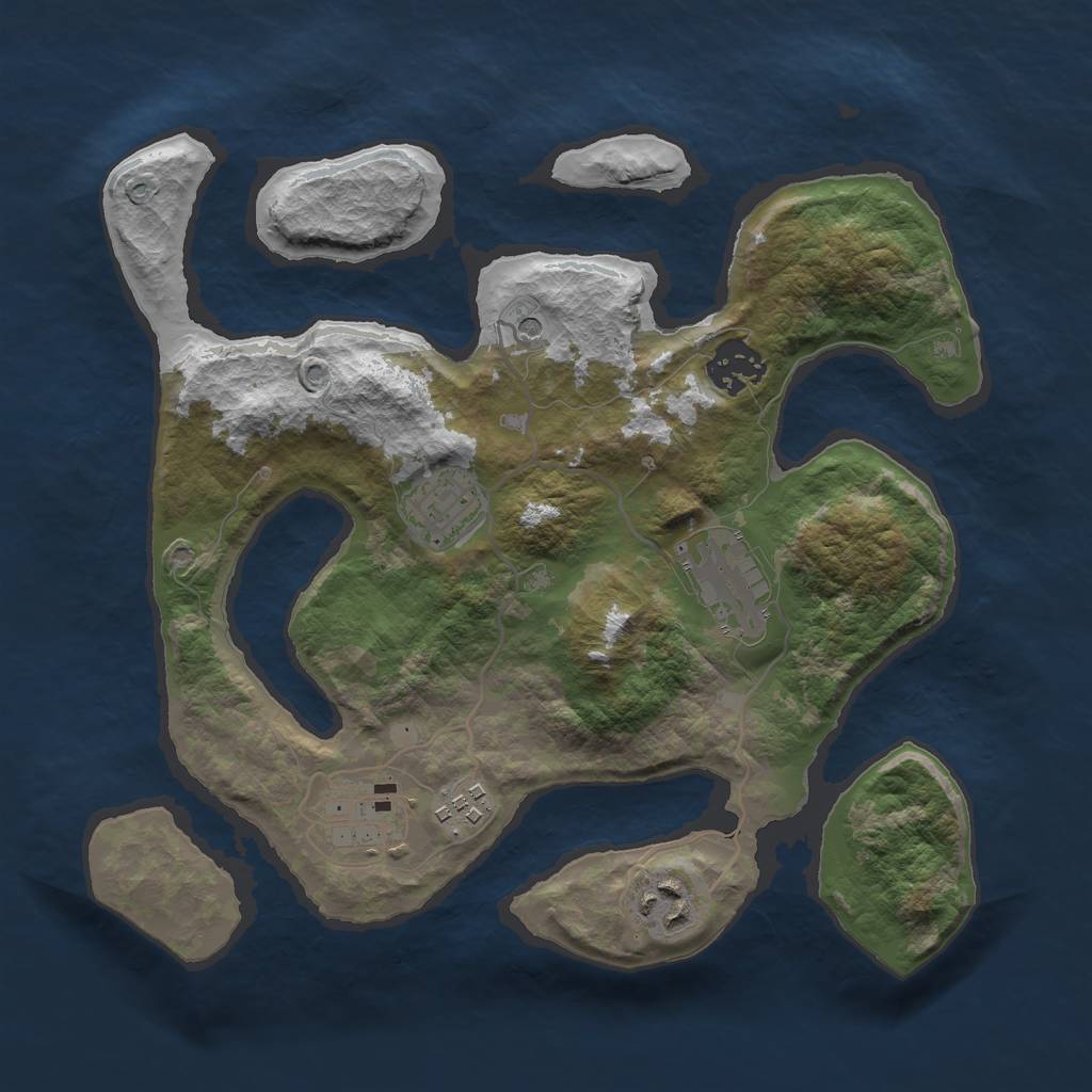 Rust Map: Barren, Size: 3000, Seed: 981823, 9 Monuments