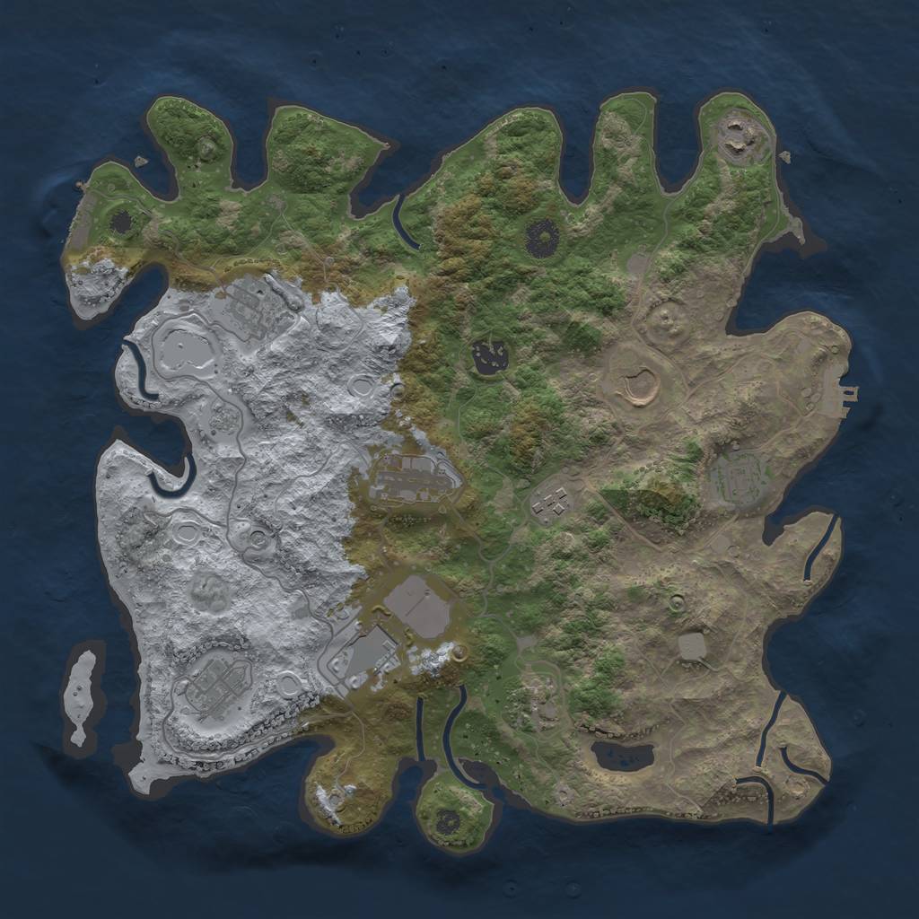 Rust Map: Procedural Map, Size: 3700, Seed: 2081814656, 17 Monuments
