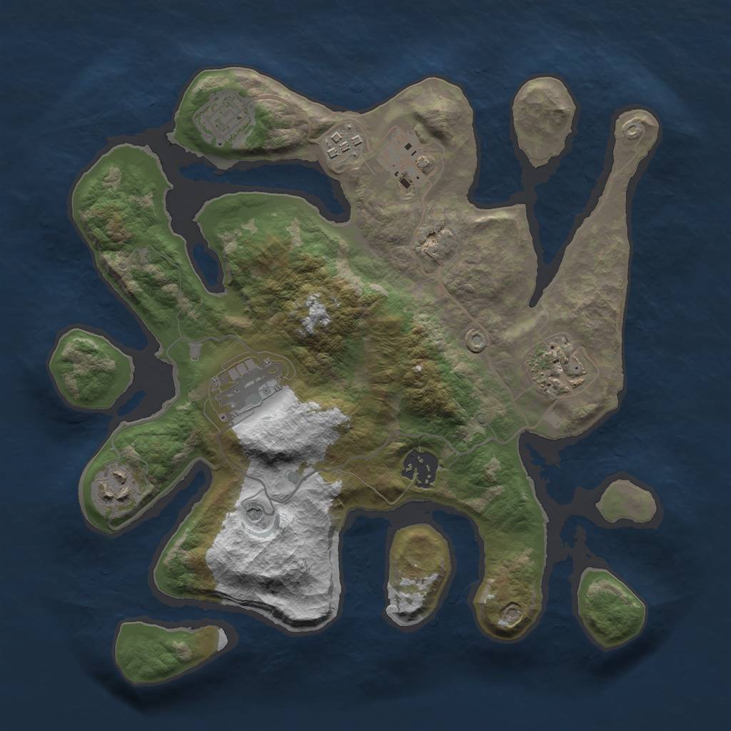 Rust Map: Barren, Size: 3000, Seed: 652045, 10 Monuments