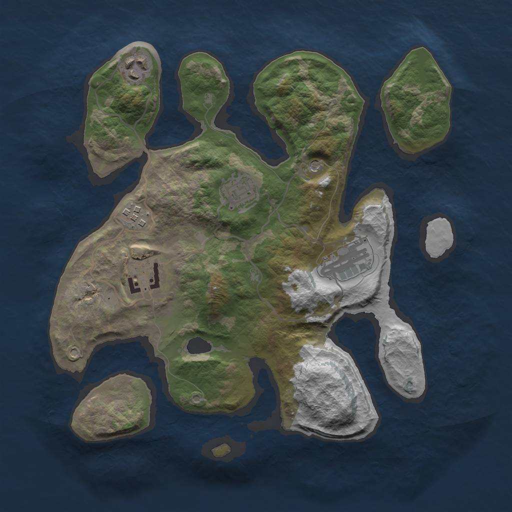 Rust Map: Barren, Size: 3000, Seed: 758095, 8 Monuments
