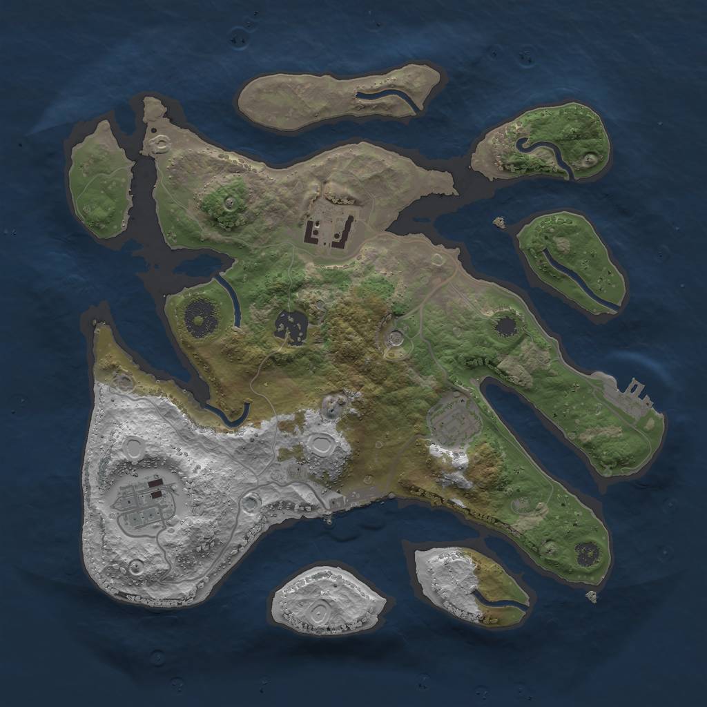Rust Map: Procedural Map, Size: 3000, Seed: 3438160, 12 Monuments