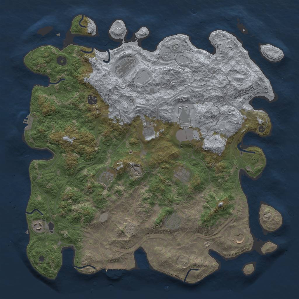 Rust Map: Procedural Map, Size: 4500, Seed: 996378726, 17 Monuments
