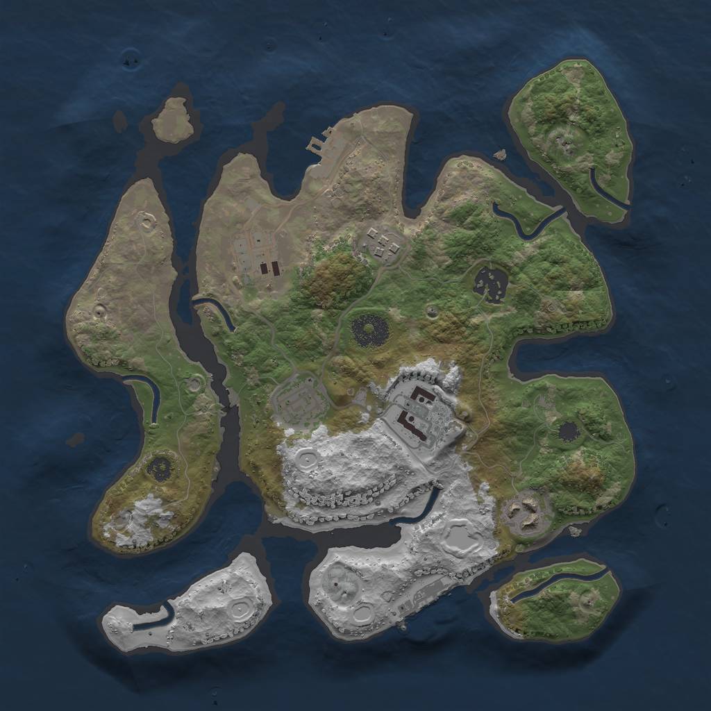 Rust Map: Procedural Map, Size: 3000, Seed: 952789, 13 Monuments