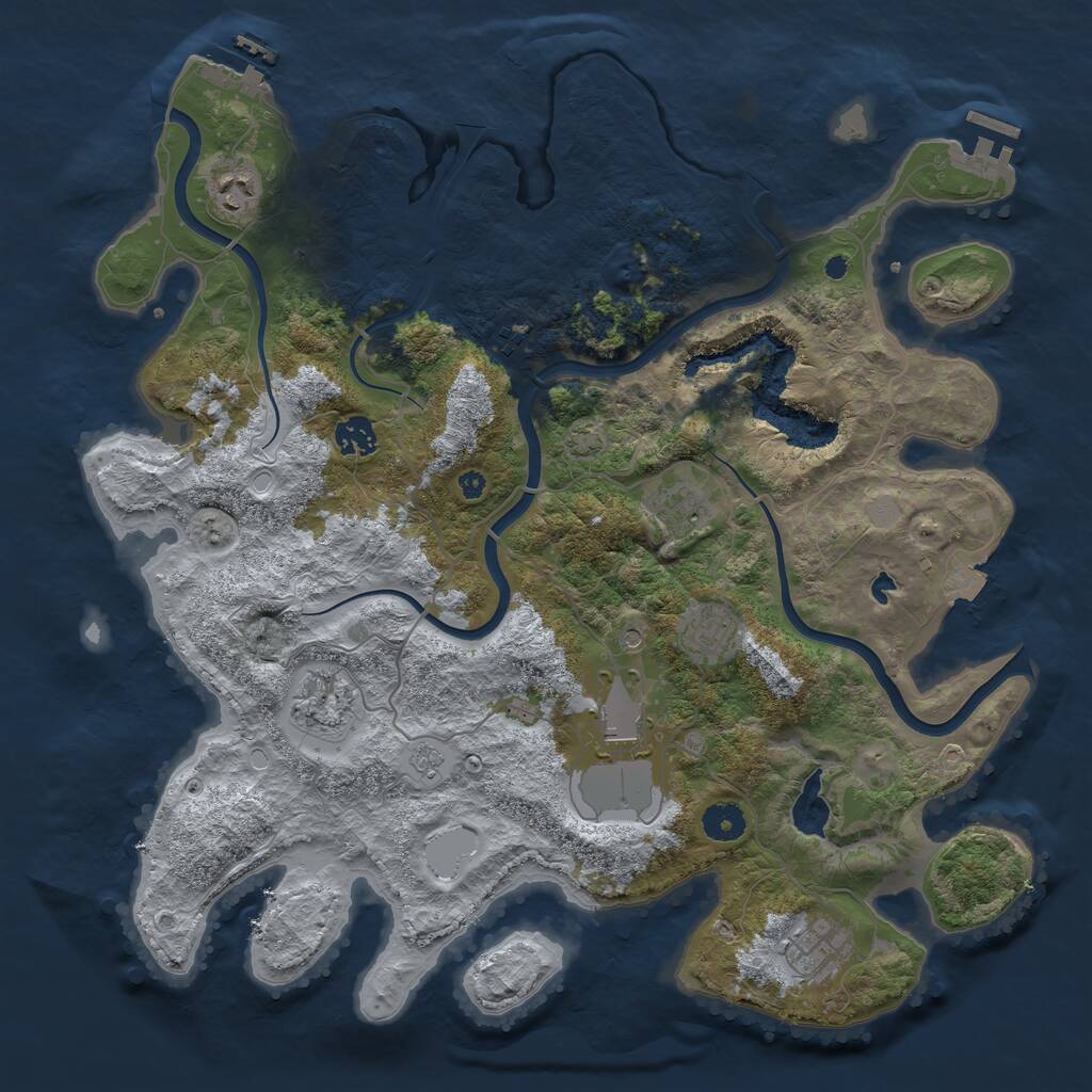 Rust Map: Procedural Map, Size: 4000, Seed: 1366604, 14 Monuments
