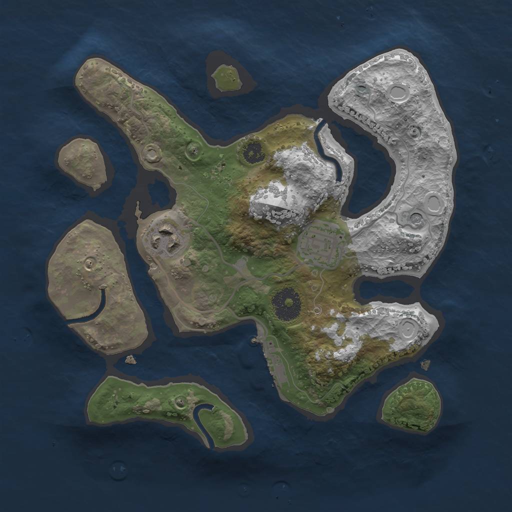 Rust Map: Procedural Map, Size: 2500, Seed: 190405, 9 Monuments
