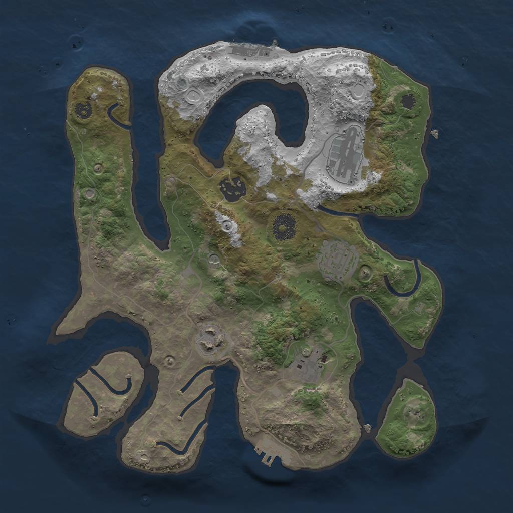 Rust Map: Procedural Map, Size: 3000, Seed: 524185, 13 Monuments