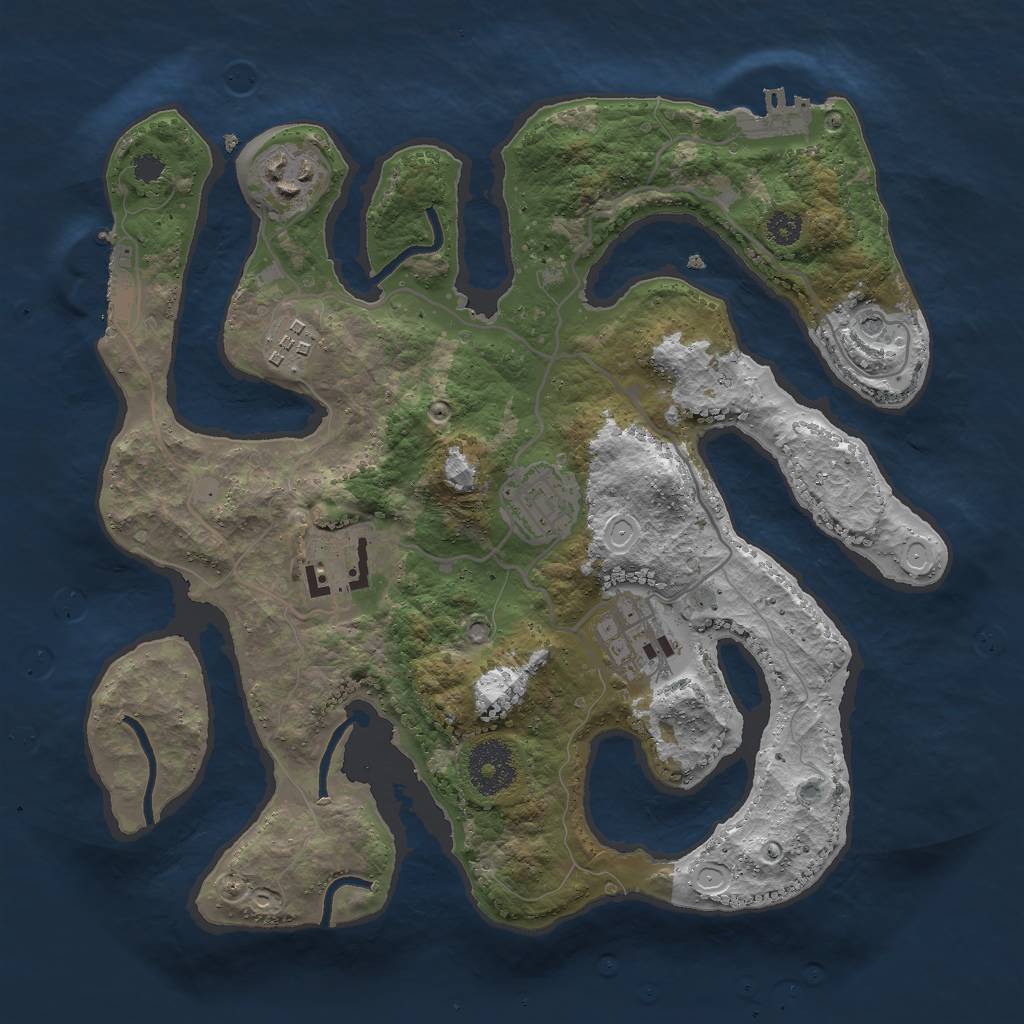 Rust Map: Procedural Map, Size: 3000, Seed: 7583845, 13 Monuments