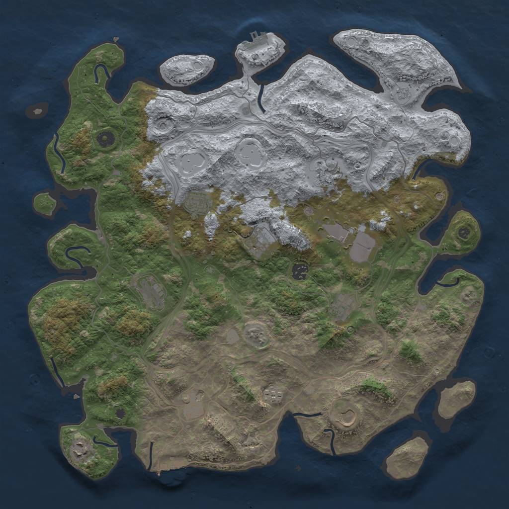Rust Map: Procedural Map, Size: 4500, Seed: 666969, 18 Monuments