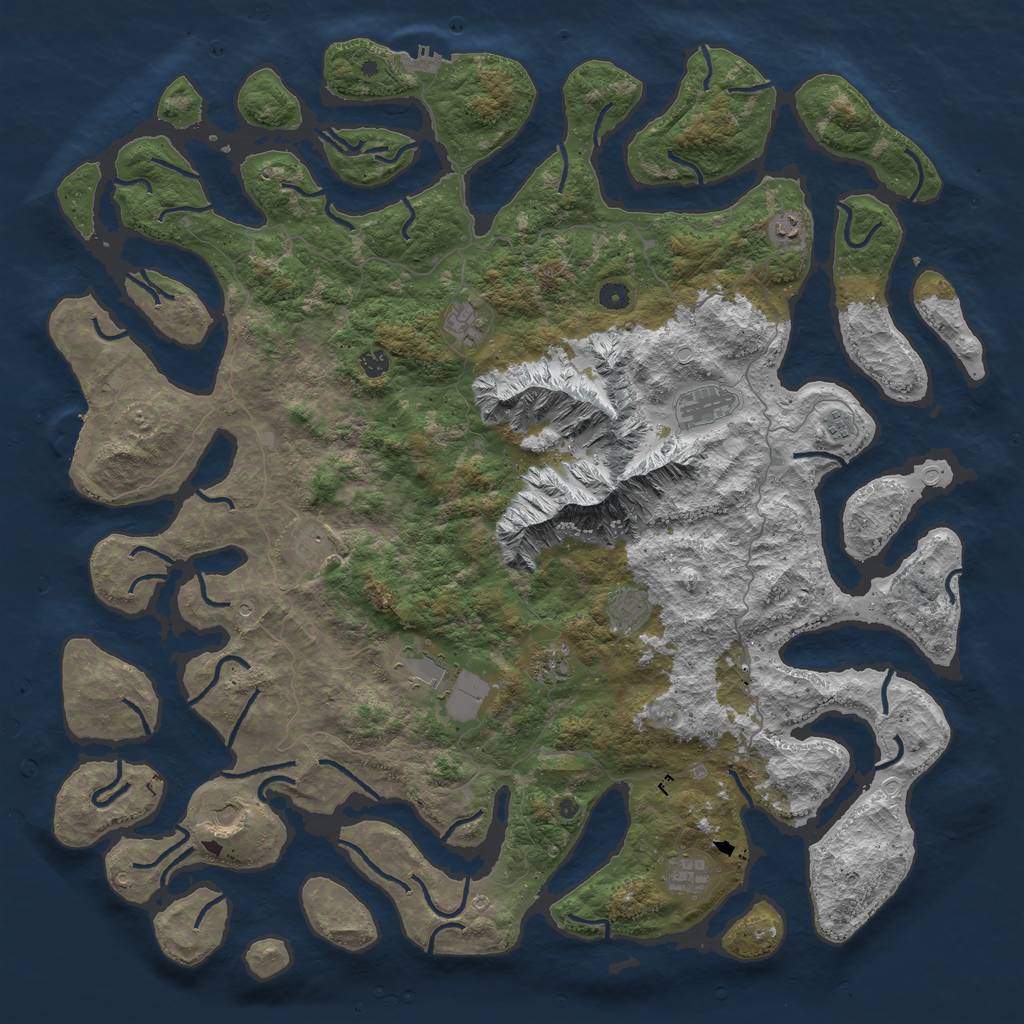 Rust Map: Procedural Map, Size: 5500, Seed: 112358132, 19 Monuments
