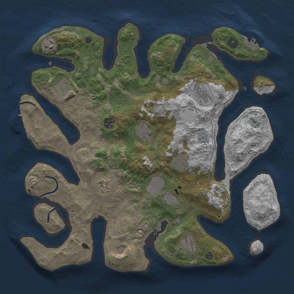 Rust Map: Procedural Map, Size: 4000, Seed: 815509195, 19 Monuments