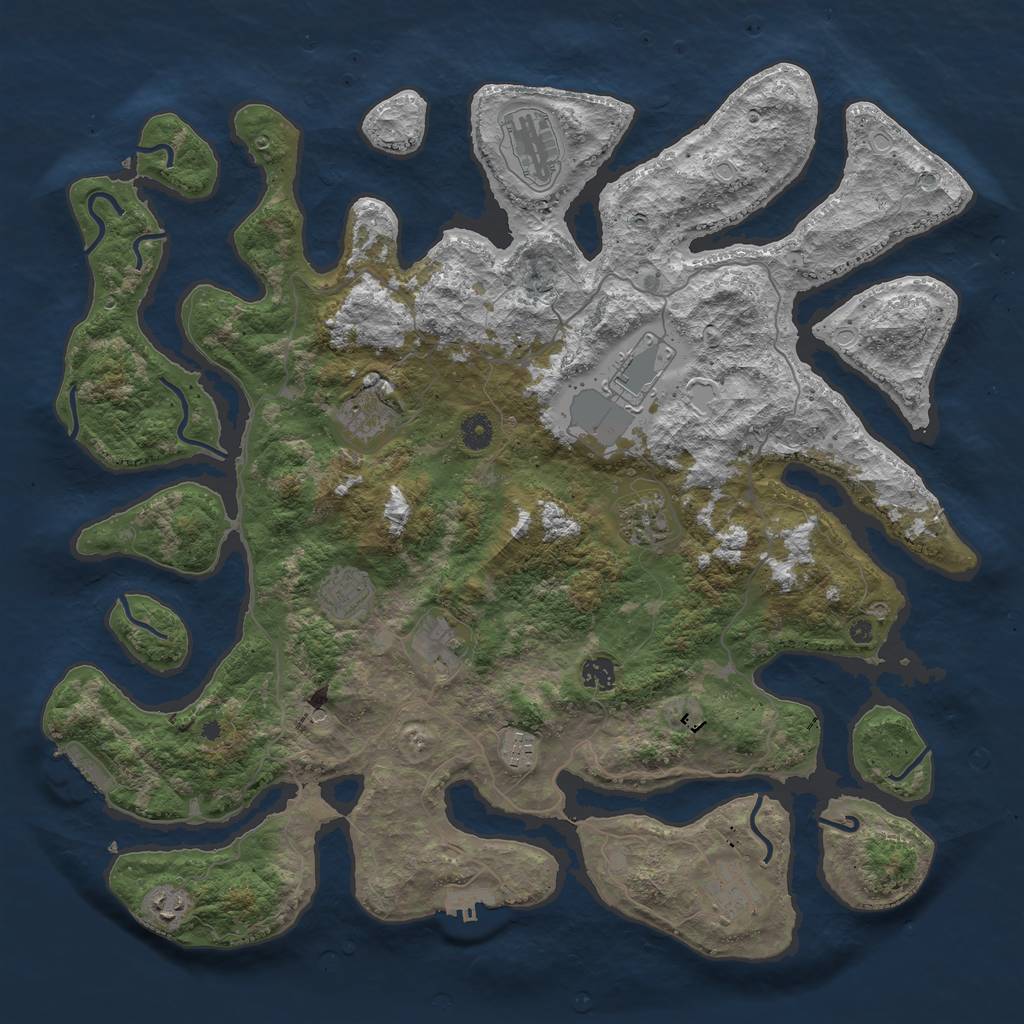 Rust Map: Procedural Map, Size: 4500, Seed: 1909967635, 18 Monuments
