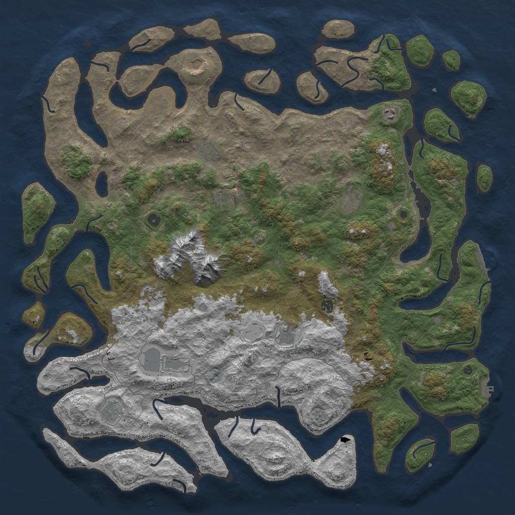 Rust Map: Procedural Map, Size: 6000, Seed: 666420069, 19 Monuments