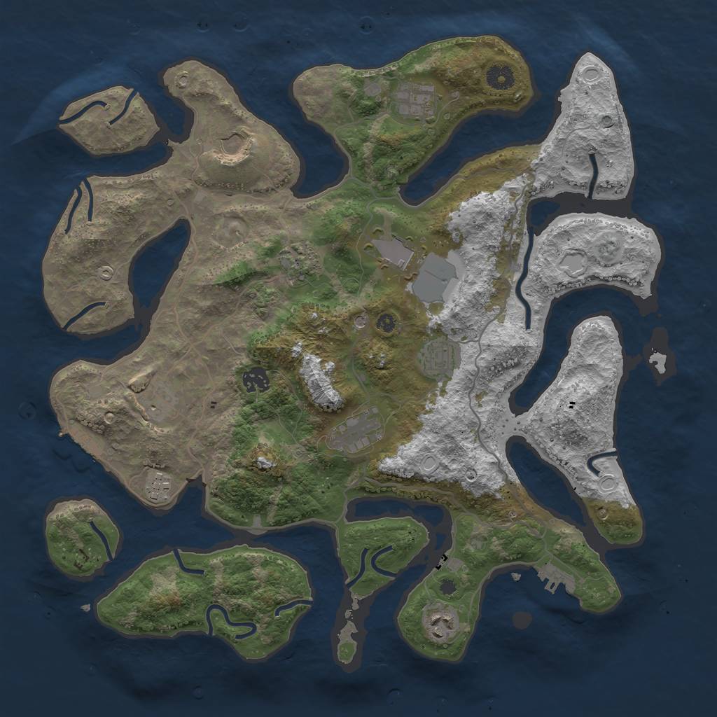 Rust Map: Procedural Map, Size: 4000, Seed: 67829347, 18 Monuments