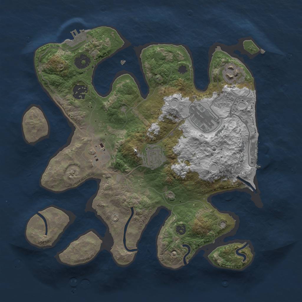 Rust Map: Procedural Map, Size: 3000, Seed: 405050, 12 Monuments