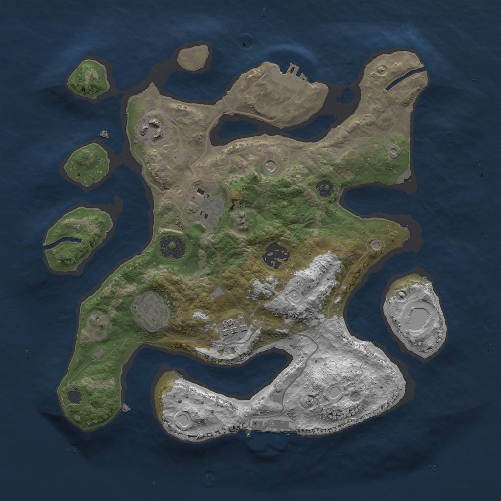 Rust Map: Procedural Map, Size: 3000, Seed: 872432, 13 Monuments